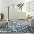 Pemberly Row 6'x9' Navy Blue and White Fabric Tropical Area Rug (6'x9')