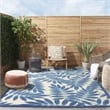Pemberly Row 6'x9' Navy Blue and White Fabric Tropical Area Rug (6'x9')