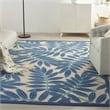 Pemberly Row 6'x9' Navy Blue and White Fabric Tropical Area Rug (6'x9')