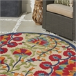 Pemberly Row 4' Round Red/Multi Indoor/Outdoor Polypropylene Rug