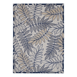 Pemberly Row 12'x15' Ivory Navy Fabric Tropical Area Rug (12'x15')