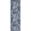 Pemberly Row 8' Runner Ivory Navy Fabric Tropical Area Rug (8' Runner)