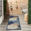 Pemberly Row Contemporary 2'x6' Blue/Multicolor Indoor/Outdoor Rug