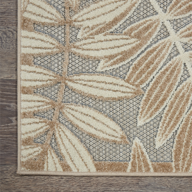 Pemberly Row Contemporary 2'x6' Natural Indoor/Outdoor Plush Rug