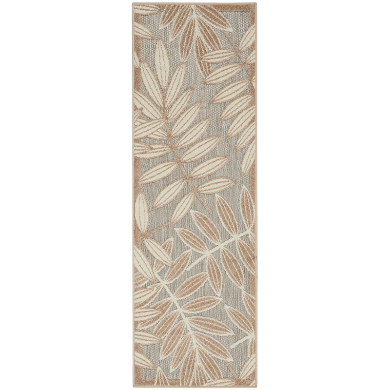 Pemberly Row Contemporary 2'x6' Natural Indoor/Outdoor Plush Rug