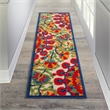 Pemberly Row Contemporary 2'x6' Red/Multi Indoor/Outdoor Rug