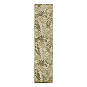 Pemberly Row 8' Runner Ivory Green Fabric Outdoor Area Rug (8' Runner)