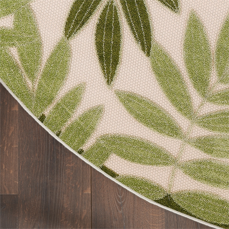Pemberly Row 5' Round Ivory Green Fabric Outdoor Area Rug (5' Round)