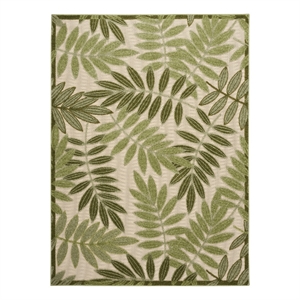 Pemberly Row 5'x8' Ivory Green Fabric Outdoor Area Rug (5'x8')