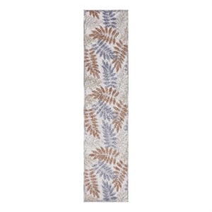 Pemberly Row 24x72&quot Polypropylene Fabric Area Rug in Blue and Mocha