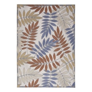 Pemberly Row 63x89&quot Polypropylene Fabric Area Rug in Blue and Mocha