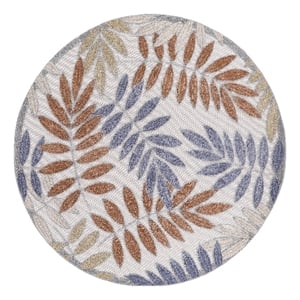 Pemberly Row 94x94&quot Polypropylene Fabric Area Rug in Blue and Mocha