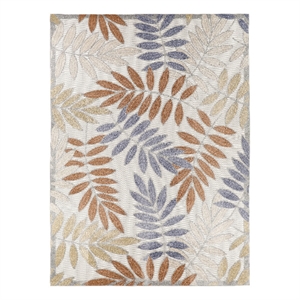 Pemberly Row 94x126&quot Polypropylene Fabric Area Rug in Blue and Mocha
