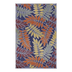 Pemberly Row 32x48&quot Polypropylene Fabric Area Rug in Blue/Navy/Multicolor