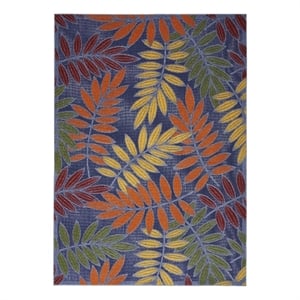 Pemberly Row 42x66&quot Polypropylene Fabric Area Rug in Blue/Navy/Multicolor
