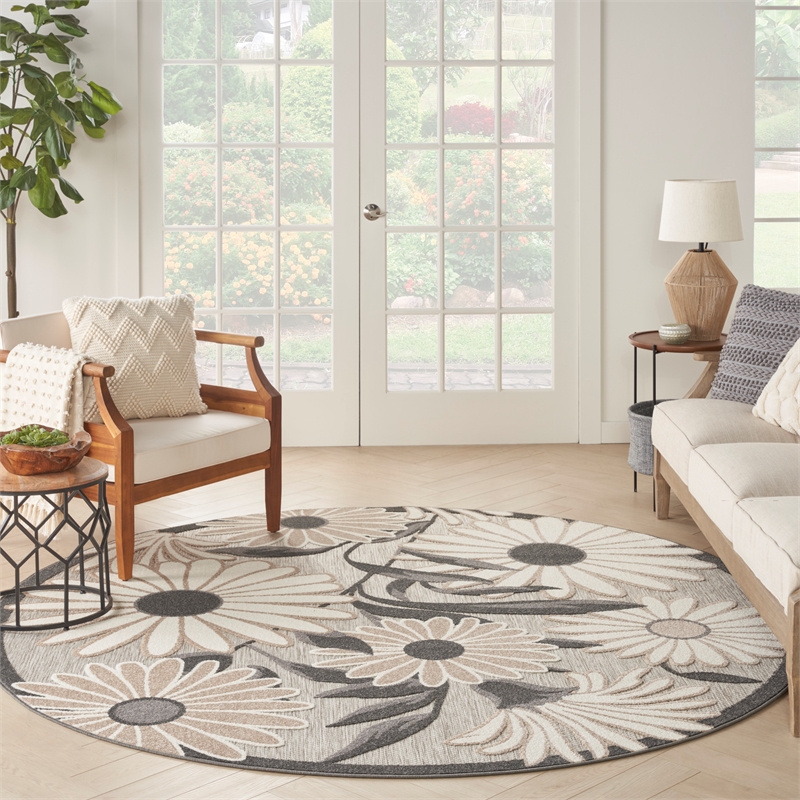 Pemberly Row Modern / Contemporary 5' Round Beige Fabric Area Rug