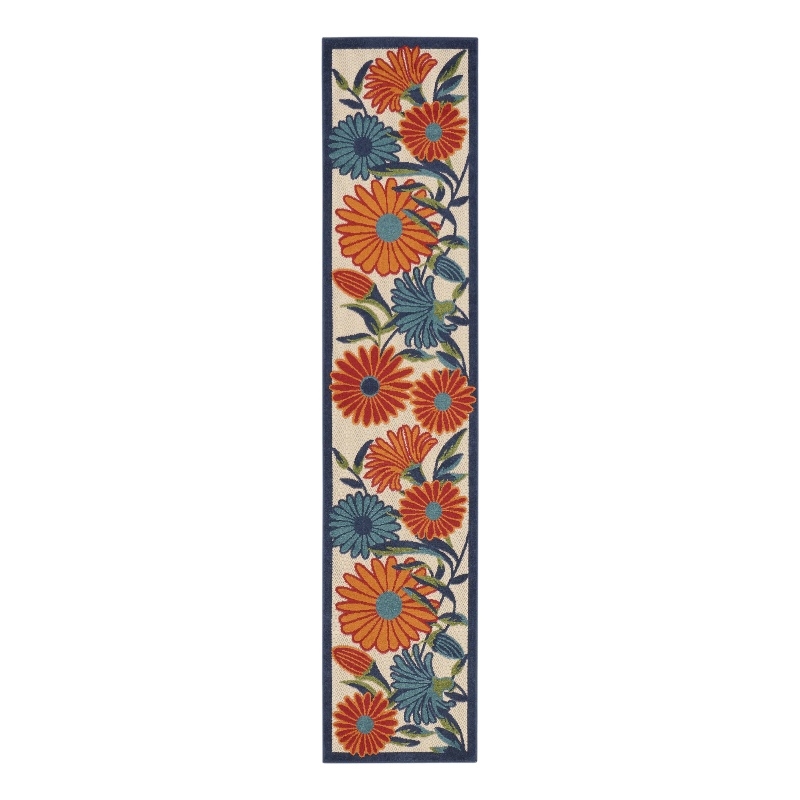 Pemberly Row 8' Runner Multicolor Fabric Contemporary Area Rug
