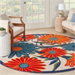 Pemberly Row 4' Round Multicolor Fabric Contemporary Area Rug