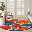 Pemberly Row 4' Round Multicolor Fabric Contemporary Area Rug