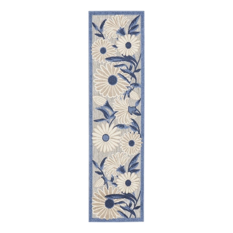 Pemberly Row 8' Runner Blue Gray Fabric Contemporary Area Rug