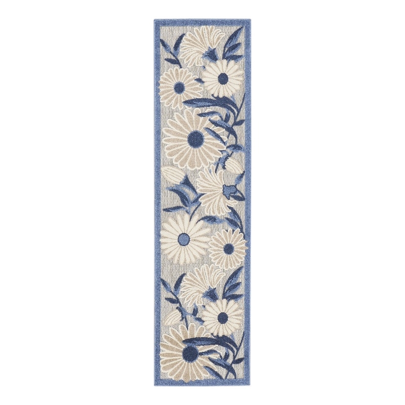 Pemberly Row 12' Runner Blue Gray Fabric Contemporary Area Rug