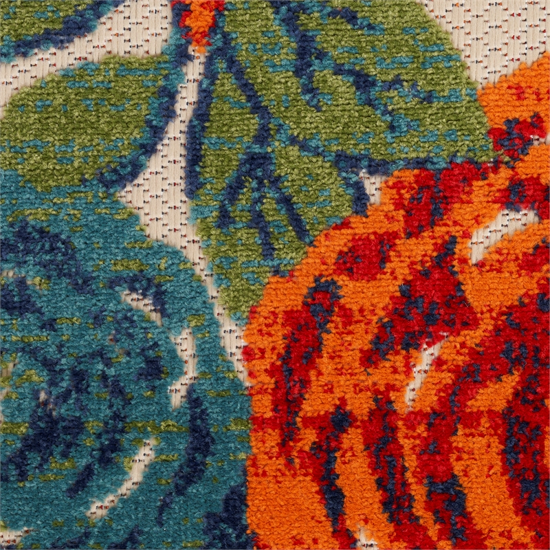 Pemberly Row Contemporary 6'x9' Ivory Multicolor Fabric Outdoor Area Rug