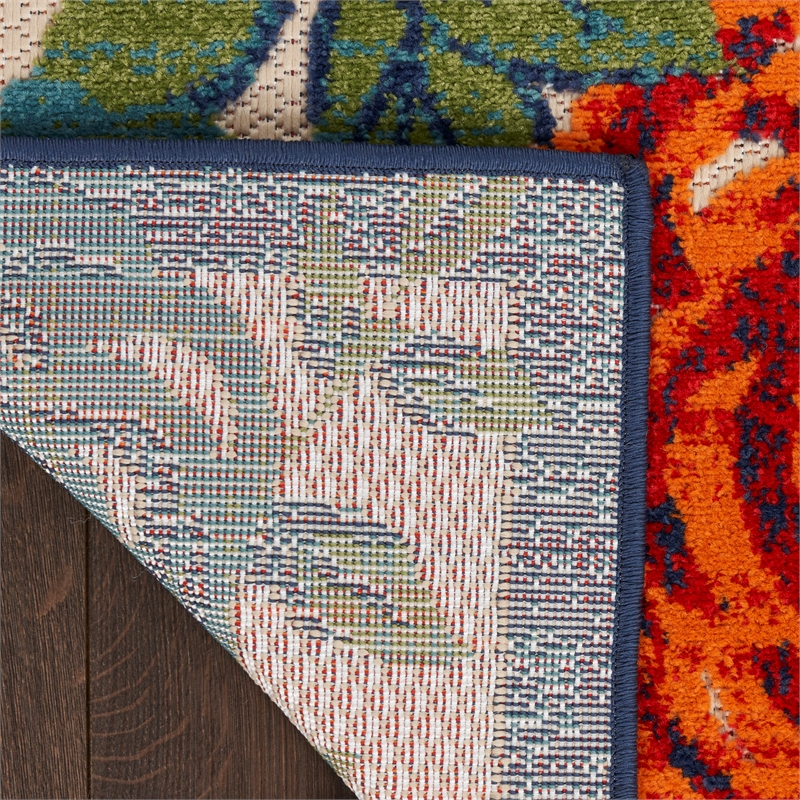 Pemberly Row Contemporary 6'x9' Ivory Multicolor Fabric Outdoor Area Rug