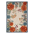 Pemberly Row Contemporary 6'x9' Ivory Multicolor Fabric Outdoor Area Rug