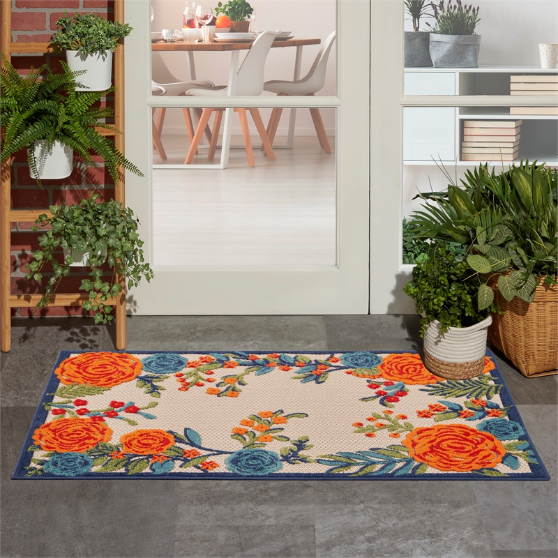 Pemberly Row Modern / Contemporary 3'x4' Multicolor Fabric Area Rug
