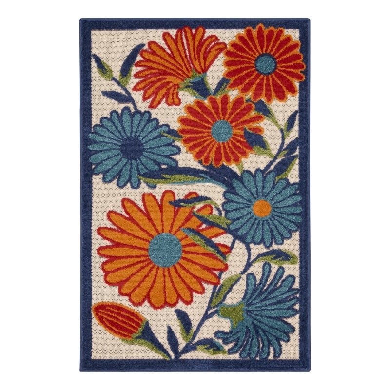 Pemberly Row Modern / Contemporary 3'x4' Multicolor Fabric Area Rug