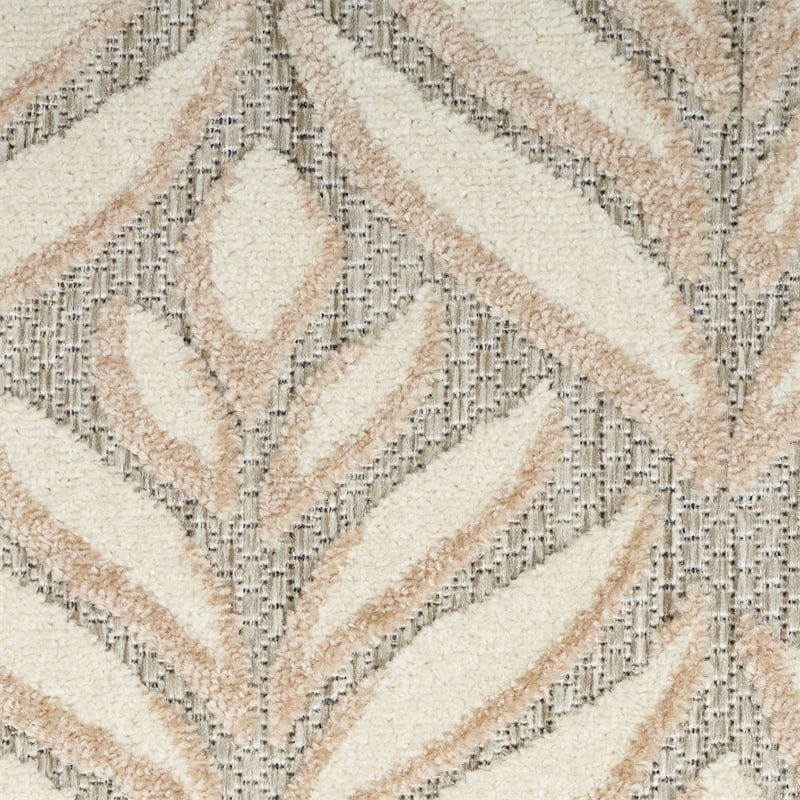 Pemberly Row Contemporary 3'x4' Ivory Gray Fabric Tropical Area Rug