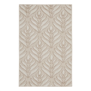 Pemberly Row Contemporary 3'x4' Ivory Gray Fabric Tropical Area Rug