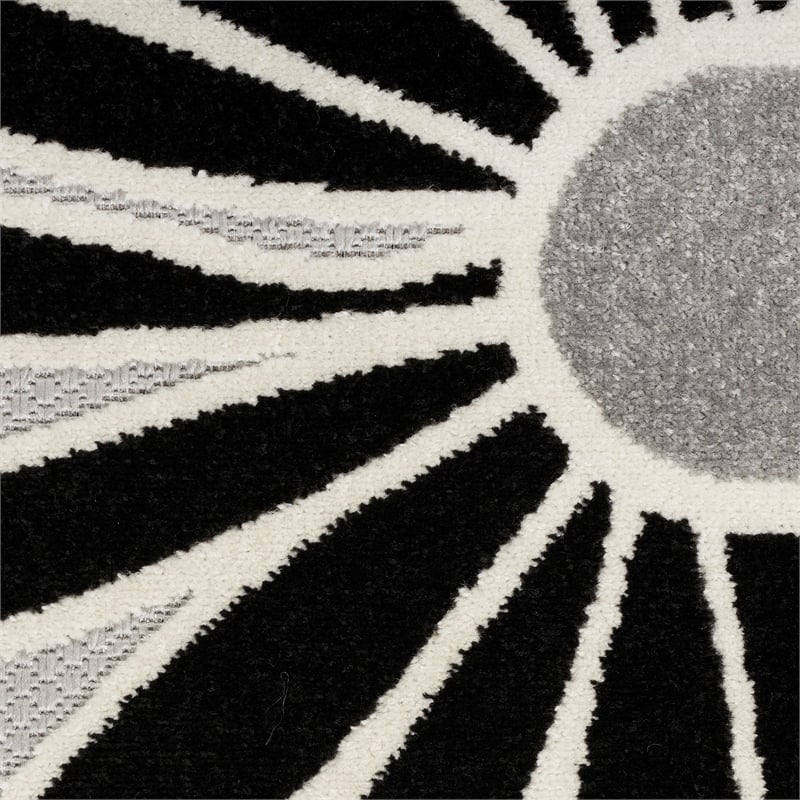 Pemberly Row Modern / Contemporary 3'x4' Black White Fabric Area Rug