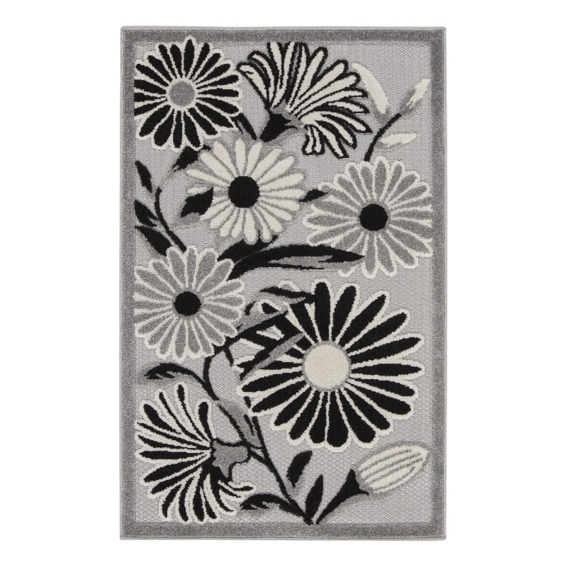 Pemberly Row Modern / Contemporary 3'x4' Black White Fabric Area Rug