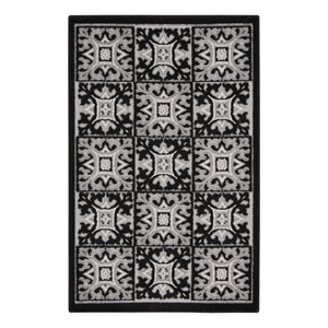 Pemberly Row 2'8&quotx4' Black White Contemporary Indoor/Outdoor Rug