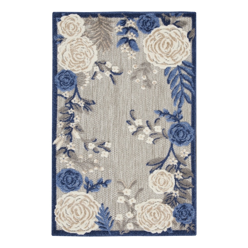 Pemberly Row Modern / Contemporary 3'x4' Blue Gray Fabric Area Rug