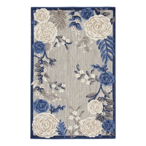 Pemberly Row Modern / Contemporary 3'x4' Blue Gray Fabric Area Rug