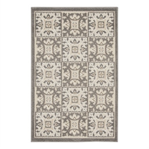 Pemberly Row 2'8&quotx4' Ivory Grey Contemporary Indoor/Outdoor Rug