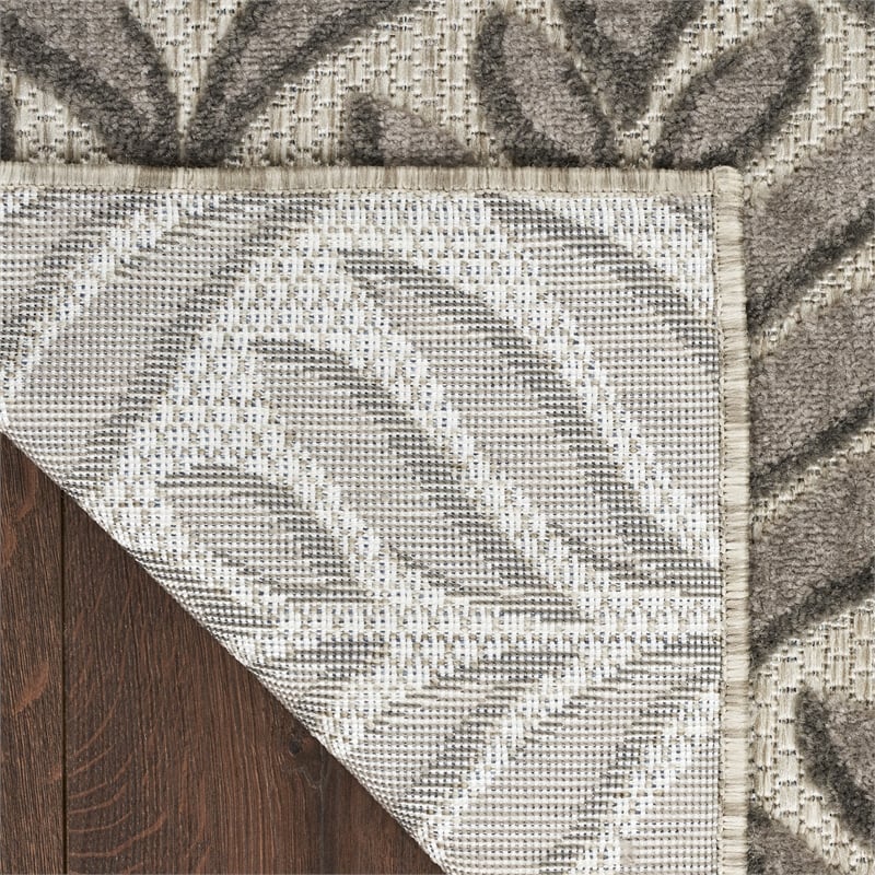 Pemberly Row Contemporary 3'x4' Charcoal Fabric Tropical Area Rug