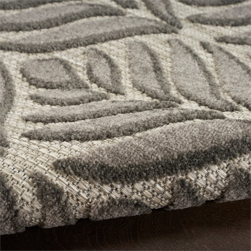 Pemberly Row Contemporary 3'x4' Charcoal Fabric Tropical Area Rug