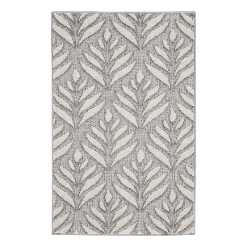 Pemberly Row Contemporary 3'x4' Gray Fabric Tropical Area Rug