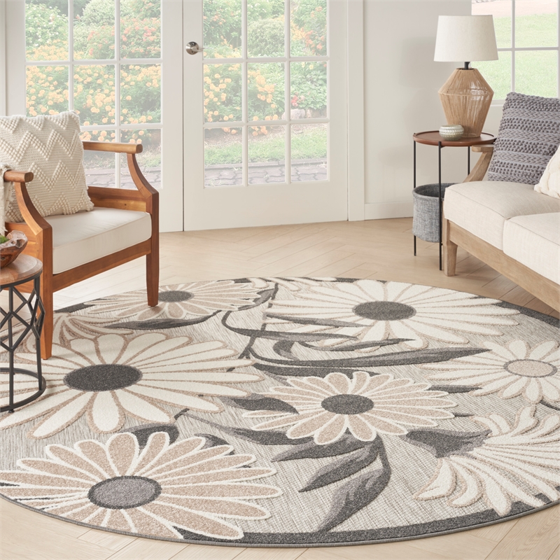 Pemberly Row Modern / Contemporary 8' Round Beige Fabric Area Rug
