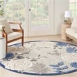 Pemberly Row 8' Round Blue Gray Fabric Contemporary Area Rug