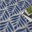 Pemberly Row Contemporary 8' Round Blue Fabric Tropical Area Rug