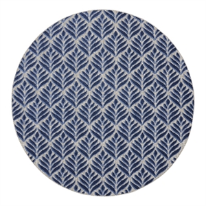 Pemberly Row Contemporary 8' Round Blue Fabric Tropical Area Rug