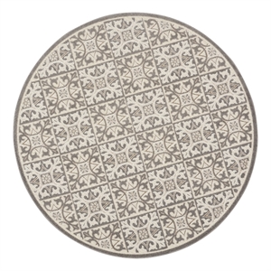 Pemberly Row Modern / Contemporary 7'10&quotxRound Ivory Grey Area Rug