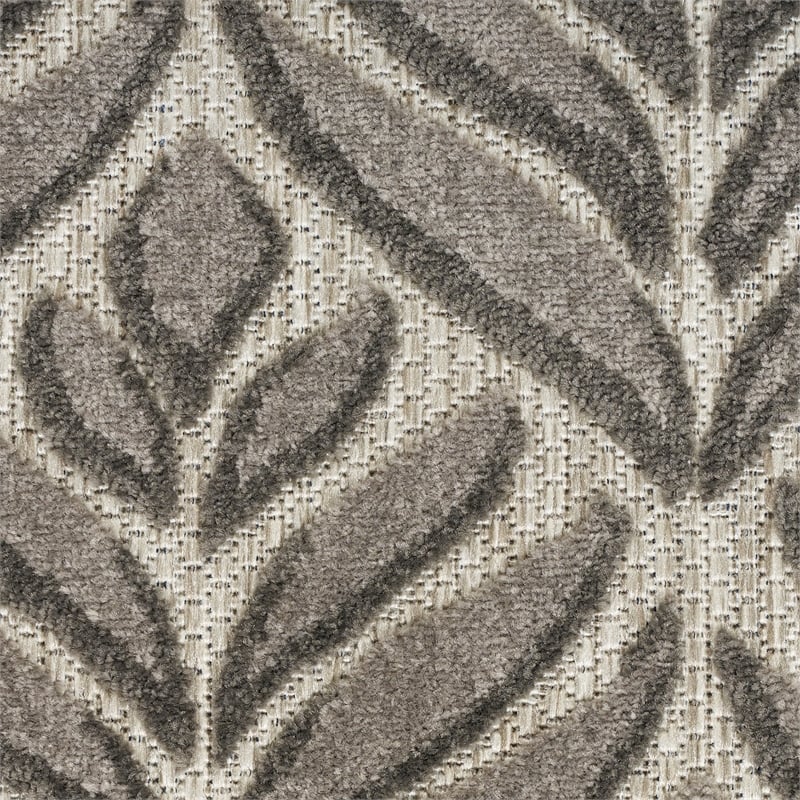 Pemberly Row Contemporary 8' Round Charcoal Fabric Tropical Area Rug