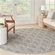 Pemberly Row Contemporary 8' Round Charcoal Fabric Tropical Area Rug