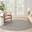 Pemberly Row Contemporary 8' Round Charcoal Fabric Tropical Area Rug