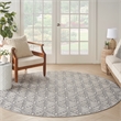 Pemberly Row Contemporary 8' Round Gray Fabric Tropical Area Rug